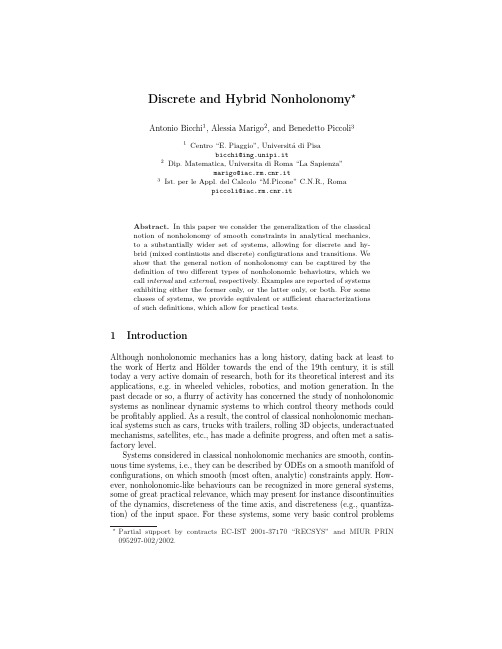 Discrete and Hybrid Nonholonomy