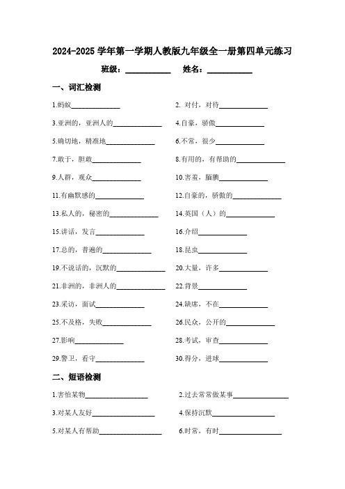 Unit 4 单元练习题 2024-2025学年人教版九年级英语全册