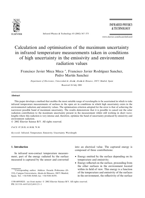 Calculation and optimisation of temperature measurement and environment radiation values