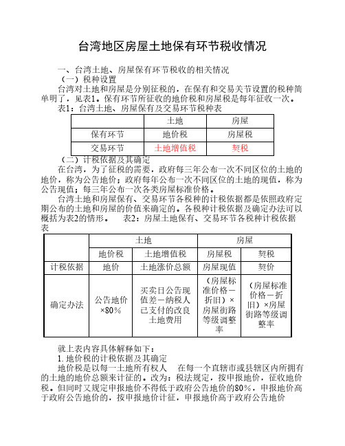 台湾房地产税情况及借鉴