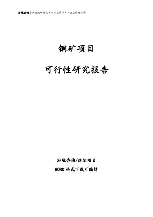 铜矿项目可行性研究报告