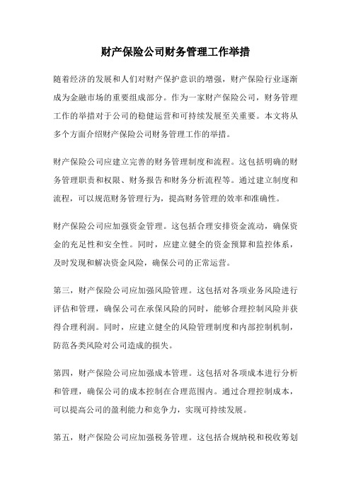 财产保险公司财务管理工作举措