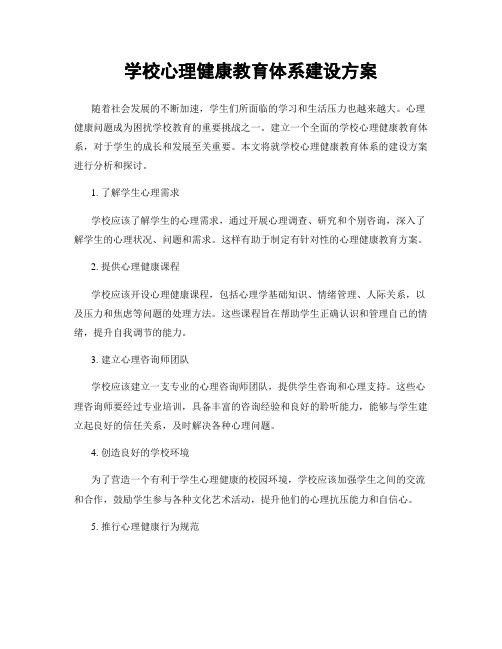 学校心理健康教育体系建设方案