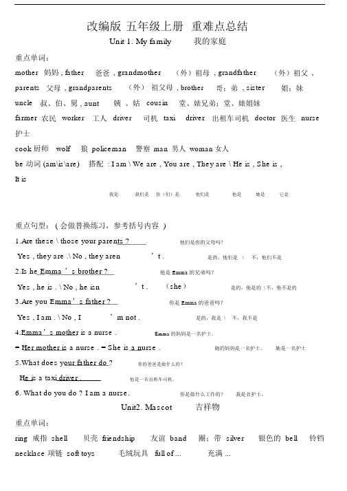 Joinin五年级的上册重难点.doc