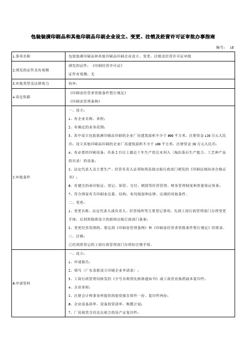 包装装潢印刷品和其他印刷品印刷企业设立