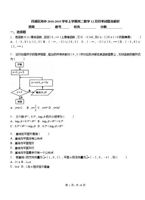 月湖区高中2018-2019学年上学期高二数学12月月考试题含解析