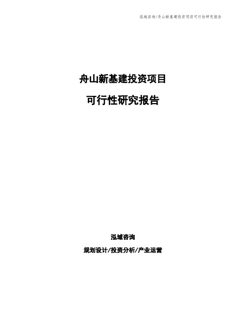 舟山新基建投资项目可行性研究报告