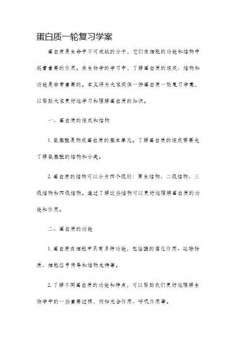 蛋白质一轮复习学案