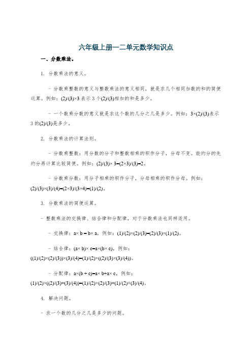 六年级上册一二单元数学知识点