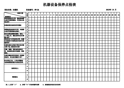 机器设备保养点检记录表