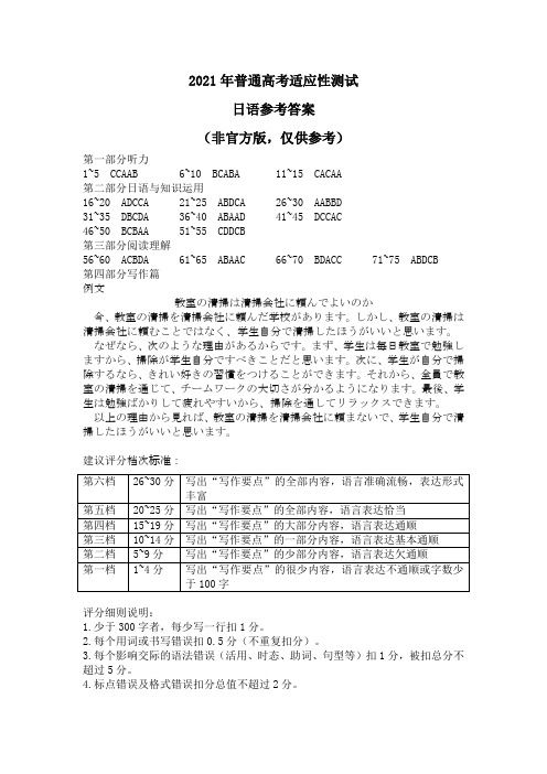 八省联考日语参考答案