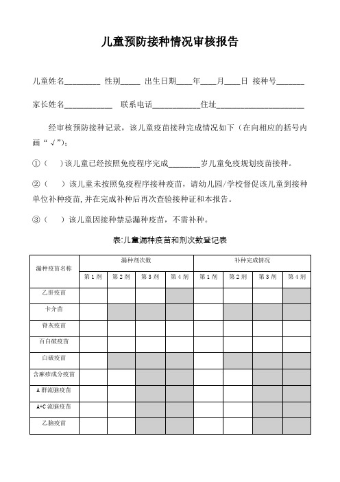 儿童预防接种情况审核报告【范本模板】