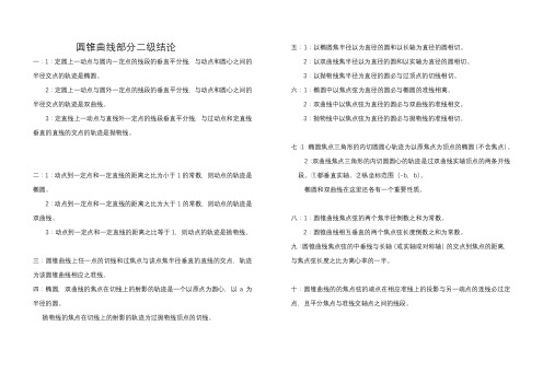 圆锥曲线部分二级结论