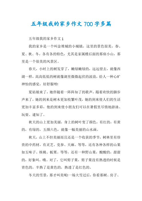 五年级我的家乡作文700字多篇