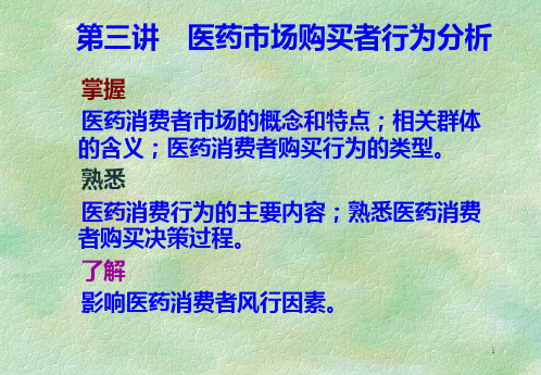 医药市场营销 第三讲医药市场购买者行为分析PPT课件