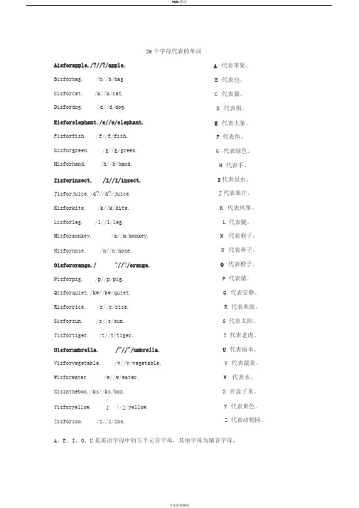 26个字母代表的单词