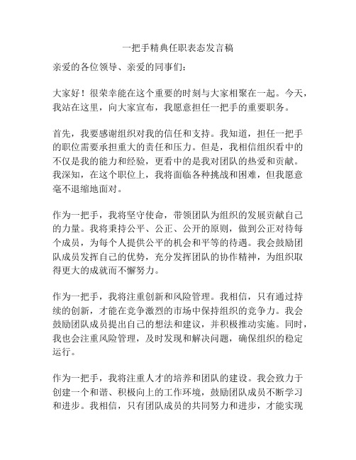 一把手精典任职表态发言稿