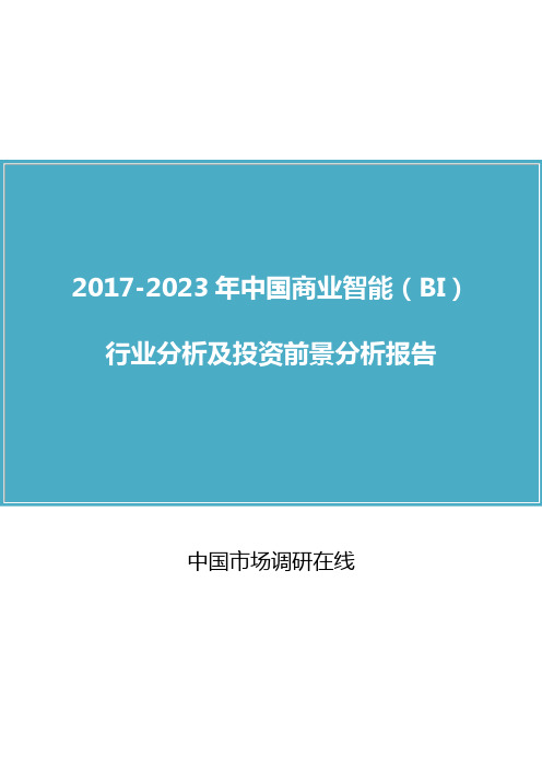 中国商业智能(BI)行业分析及投资前景分析报告