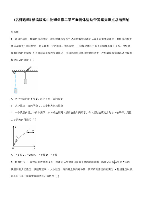 部编版高中物理必修二第五章抛体运动带答案知识点总结归纳