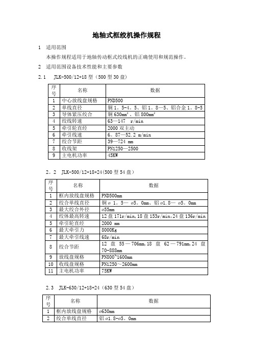 地轴式框绞机操作规程