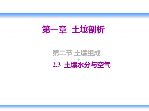土壤水分、空气和热量第五次课