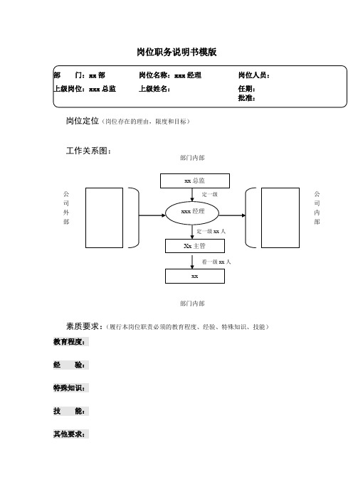 岗位职务说明书模版word模板