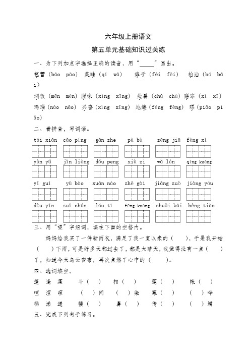 六年级语文上册第五单元基础知识过关练