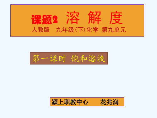 化学人教版九年级下册新人教版九年级下册化学课题2《溶解度》讲课PPT课件