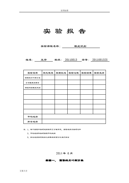 模式识别实验报告材料