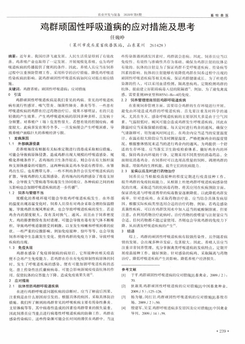 鸡群顽固性呼吸道病的应对措施及思考