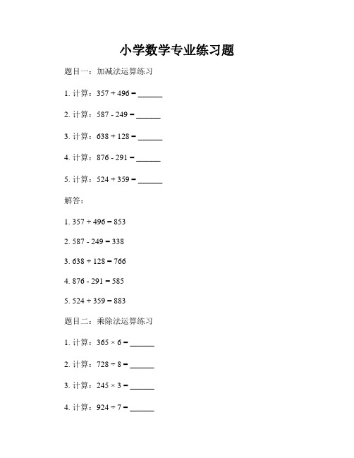 小学数学专业练习题