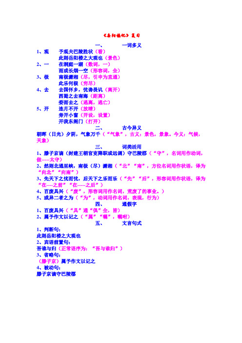 八下 27《岳阳楼记》复习提纲