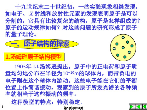 氢原子模型及玻尔氢原子理论