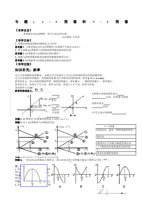 高中物理必修一专题st图像和vt图像