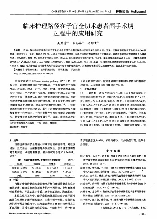 临床护理路径在子宫全切术患者围手术期过程中的应用研究