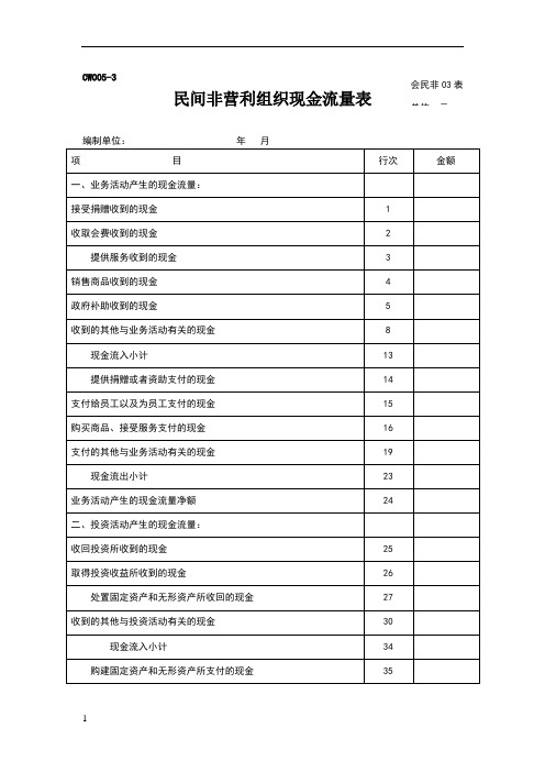 民间非营利组织现金流量表