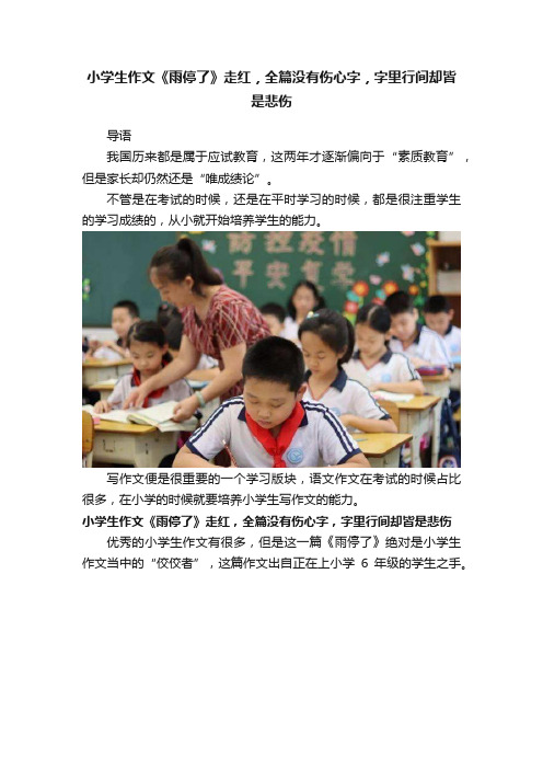 小学生作文《雨停了》走红，全篇没有伤心字，字里行间却皆是悲伤