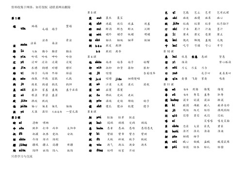 人教版五年级下册语文生字表二组词(带拼音)