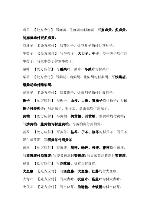 中药处方应付汇总