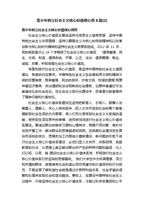 青少年树立社会主义核心价值观心得6篇