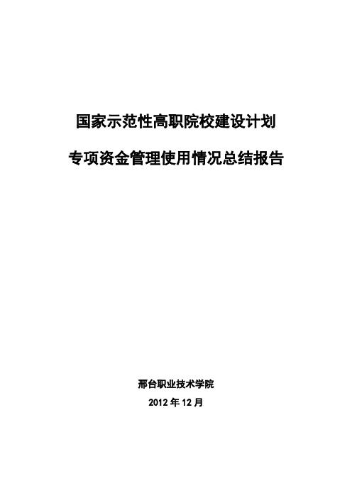 示范校专项资金管理使用总结报告