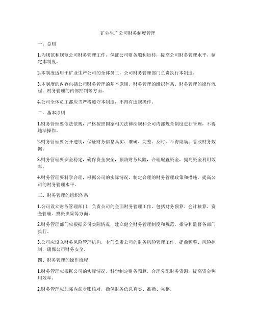 矿业生产公司财务制度管理