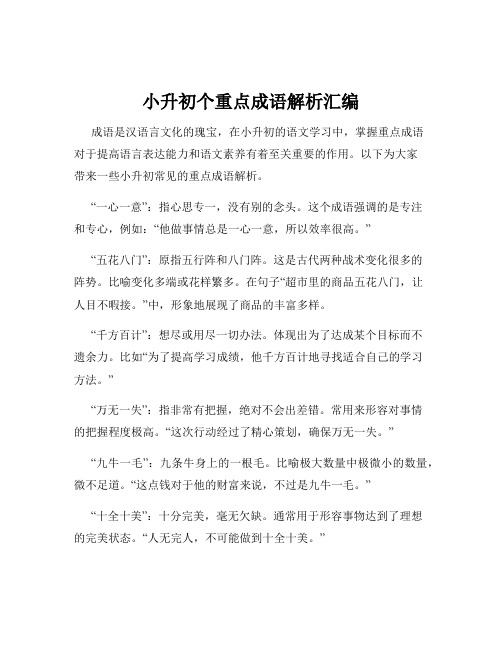 小升初个重点成语解析汇编