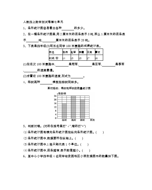 人教版四年级数学 上册 第七单元测试题(附参考答案)