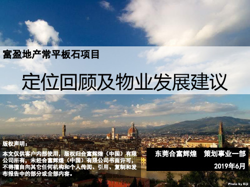 合富辉煌2019年6月东莞富盈地产常平板石的项目定位回顾及物业发展建议-PPT课件