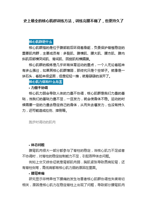 史上最全的核心肌群训练方法，训练完腰不痛了，也更持久了