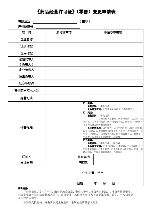 2--《药品经营许可证》(零售)变更申请表(20200122修改)