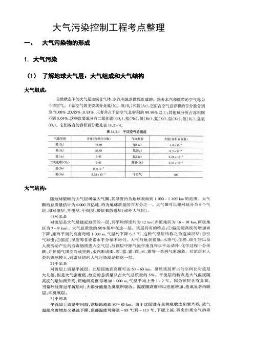 大气污染控制工程考点整理