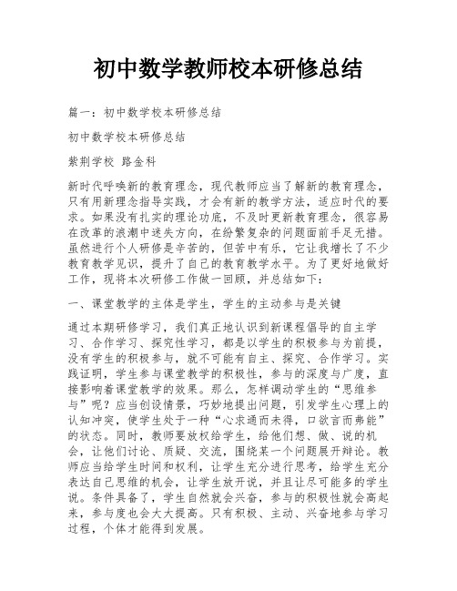 初中数学教师校本研修总结