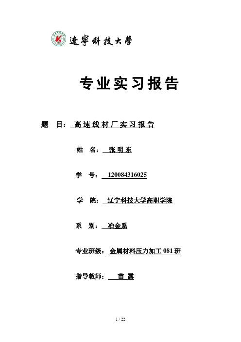 关于高速线材厂的实习报告(doc 22页)